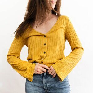 Mustard Button Up Long Sleeve Top - Madewell